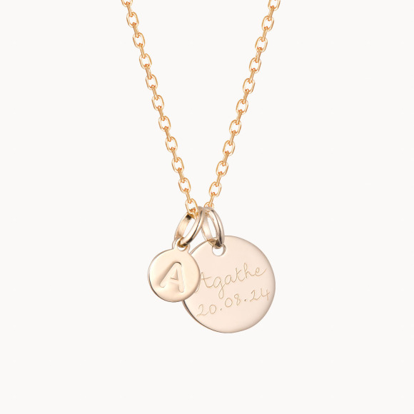 Collar personalizado con letra baño de oro merci maman