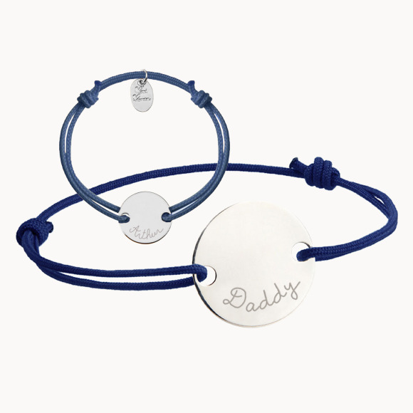 Set de pulseras personalizadas para padre e hijo plata de ley merci maman