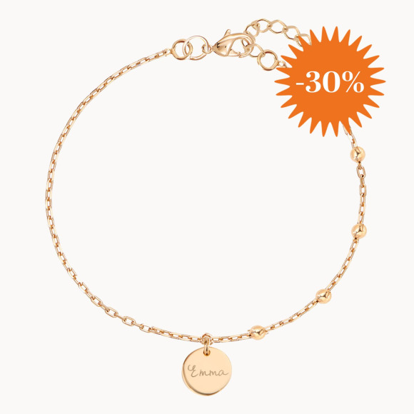 Braccialetto personalizzato con perline e catena mista placcato di oro merci maman