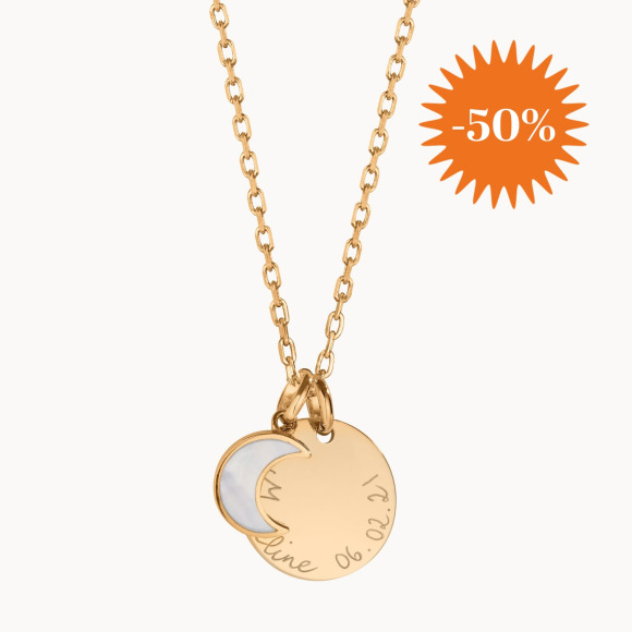 personalised small mother of pearl necklace gold plated merci maman