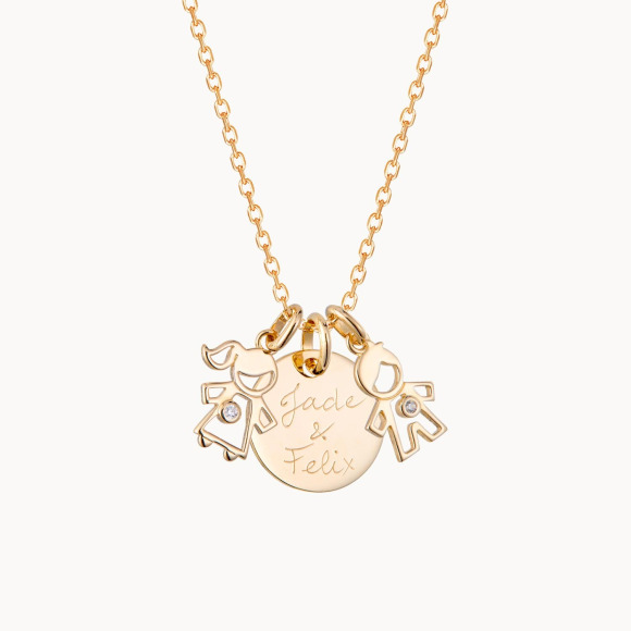 Personalised Crystal Mummy Necklace gold plated merci maman