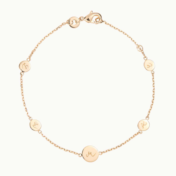 Bracciale con medaglie personalizzato con iniziali placcato oro merci maman