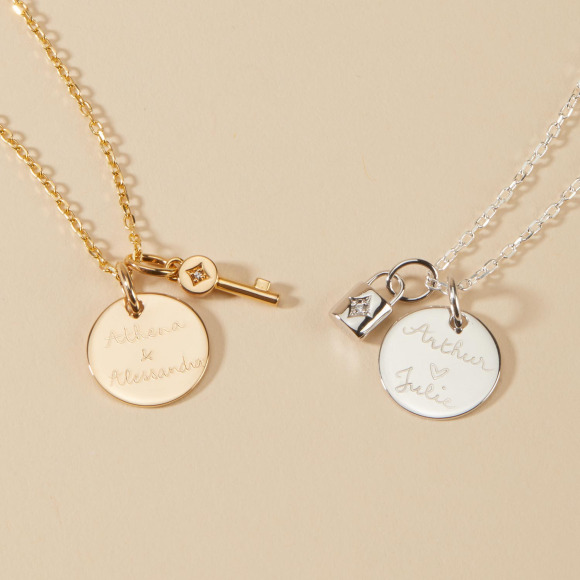 Personalised Padlock & Key Necklace Merci Maman