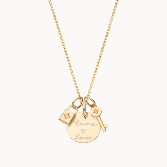 Collier personnalisé Cadenas & Clé Merci Maman