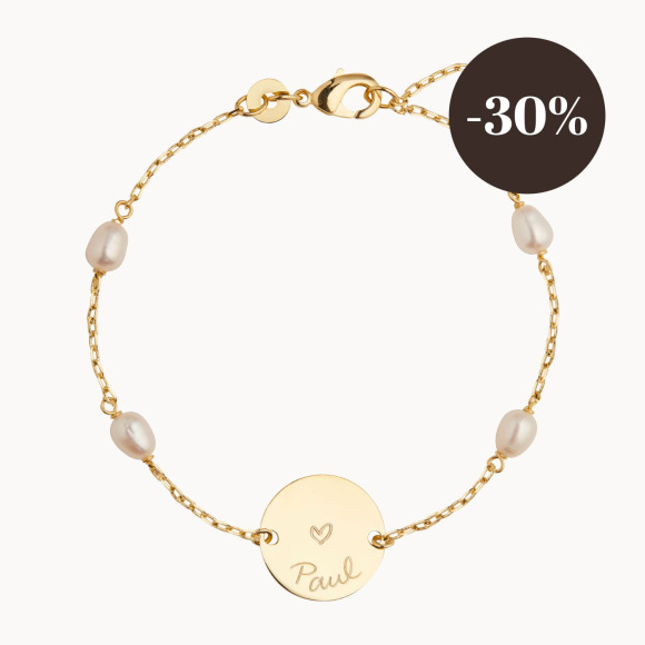 personalised pearl pastille chain bracelet gold plated merci maman