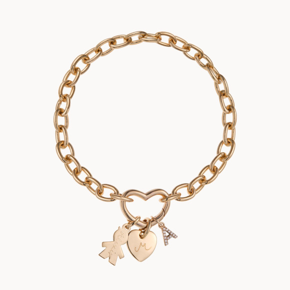 Personalisiertes Herz Lucky Charm Armband vergoldet merci maman