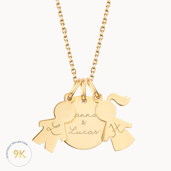 Personalisierte 375er Gold Mama Halskette merci maman