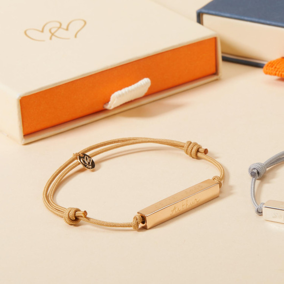 Pulsera personalizada de barra baño de oro merci maman
