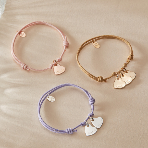 Pulsera personalizada Corazón con nombre baño de oro plata de ley baño de oro rosa merci maman