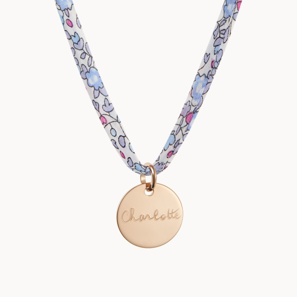 Collier Médaille personnalisé Liberty plaqué or merci maman