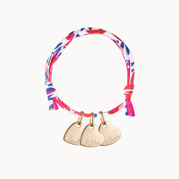 Pulsera personalizada Corazón Liberty con nombre baño de oro merci maman