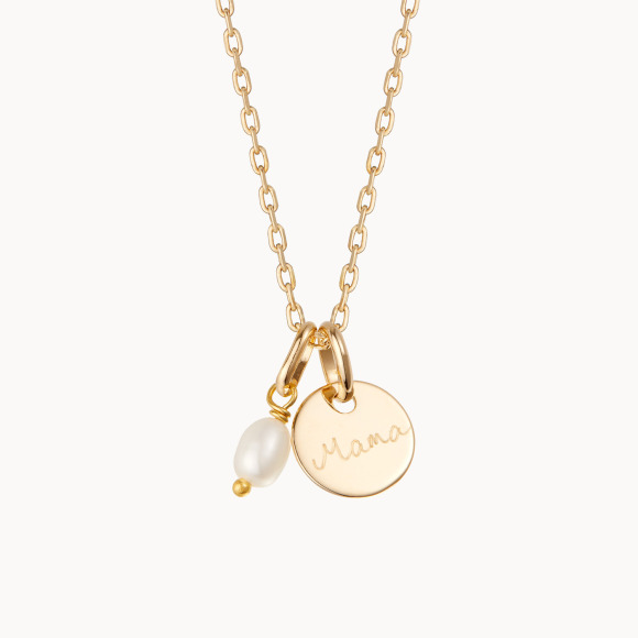 Personalized Mini Pearl Necklace gold plated merci maman