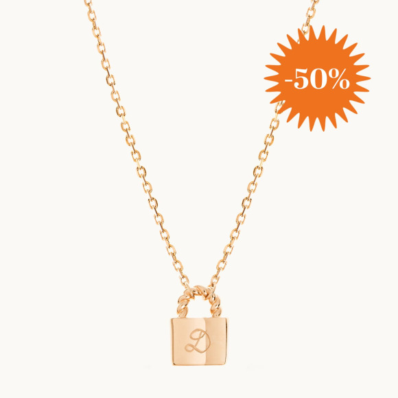Personalised Padlock Chain Necklace gold plated merci maman