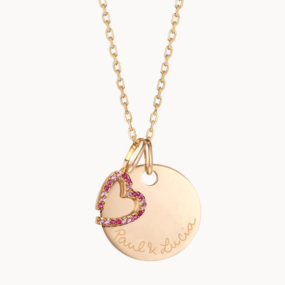 Personalised Pink October M Necklace gold plated merci maman