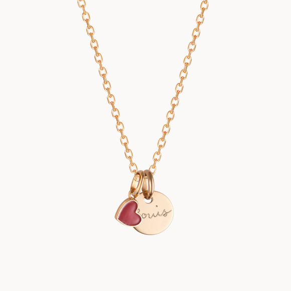 Personalized Valentine's Disc Necklace gold plated merci maman