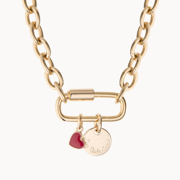Personalisierte Valentinstag Herz Lucky Charm Halskette vergoldet merci maman