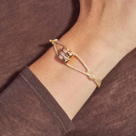 Pulsera personalizada Unión con brillo baño de oro merci maman