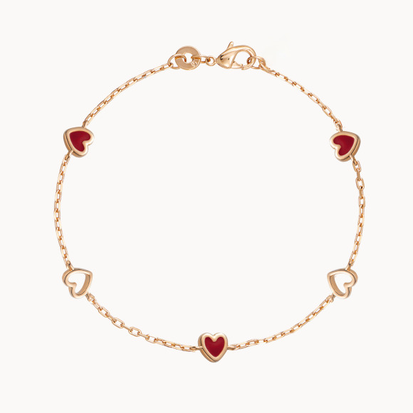 Valentine's Heart Chain Bracelet gold plated merci maman