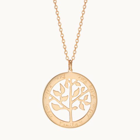 Collar personalizado Árbol de la Vida madre Baño de oro collar árbol merci maman
