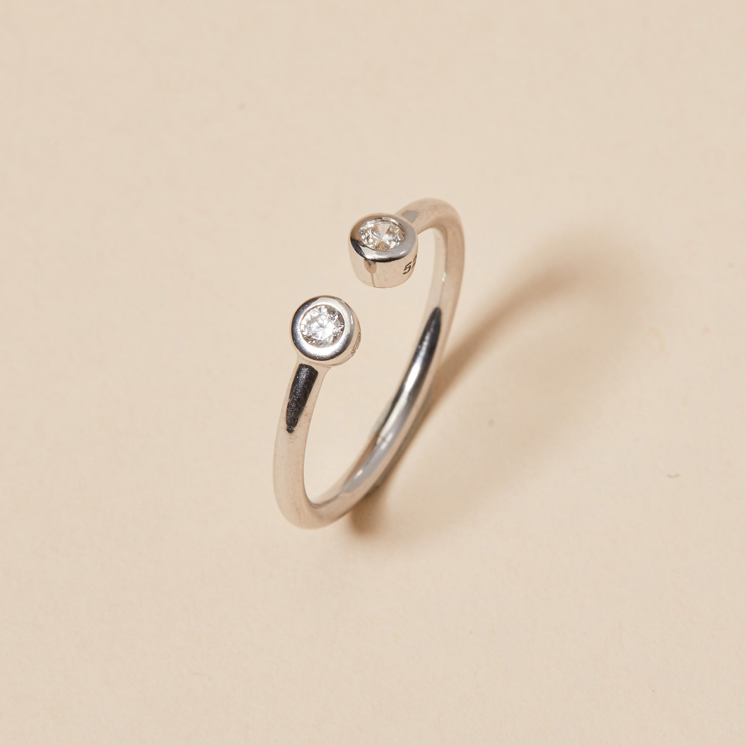 Bague Argent 925 Avec Cristal Rouge - Taille 55 - Occasion Bon état