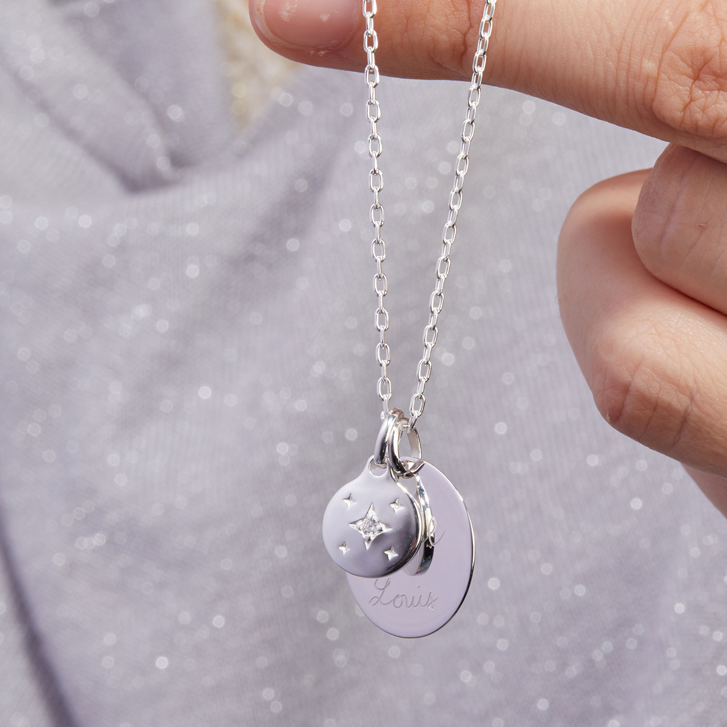 Collier Femme Argent 925 Avec Pendentif Cristal - Chaîne 45-50 Cm, Cadeau Petite Amie, étanche - 12