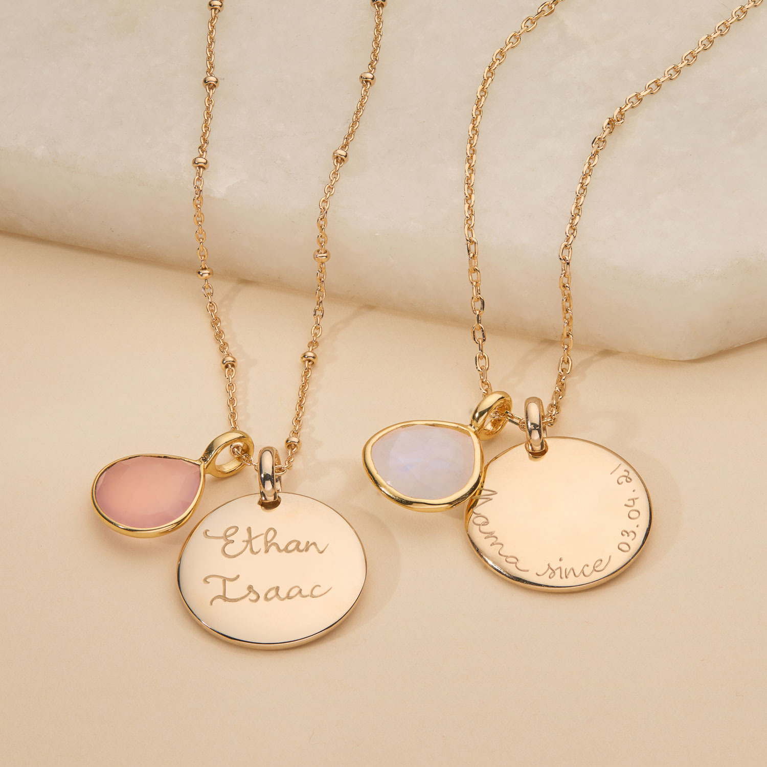 Personalised Gemstone Necklace Merci Maman