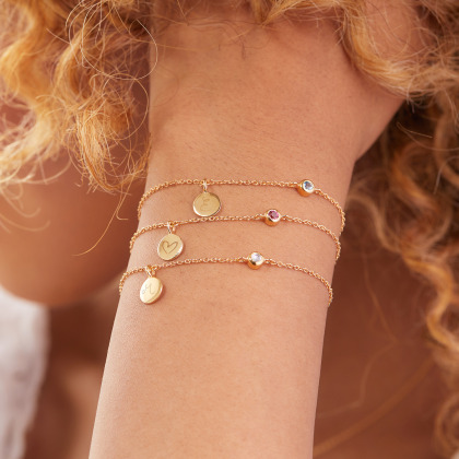 Personalized Birthstone Chain Bracelet gold plated moonstone merci maman
