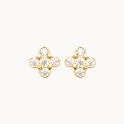 Crystal Clover Stud Earrings gold plated merci maman