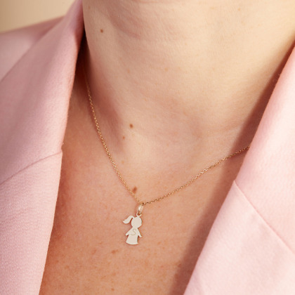 Collier personnalisé Petite Fille en Or 9 carats merci maman