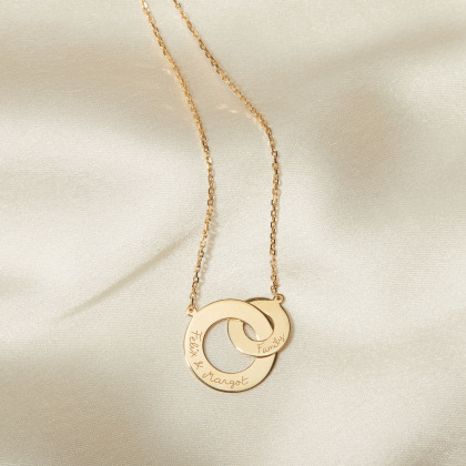 Personalised 9 Carat Gold Intertwined Necklace merci maman