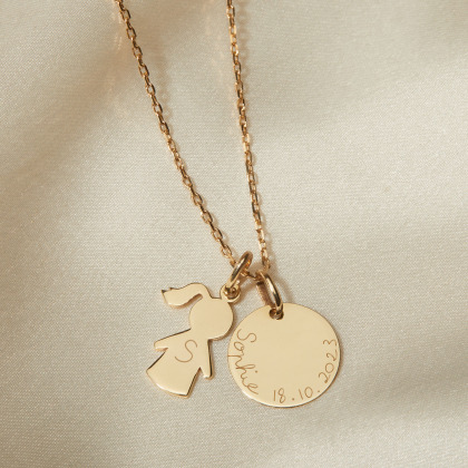 Personalised 9 Carat Gold Mummy Necklace merci maman