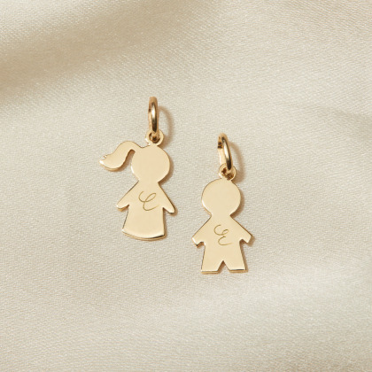 Personalised 9 Carat Gold Mini People Charm merci maman