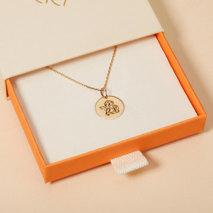 Collier personnalisé Médaille Ange en or 9 carats merci maman