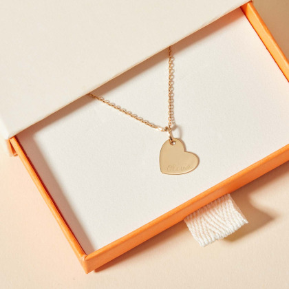 Personalised 9 Carat Gold Heart Necklace solid gold merci maman