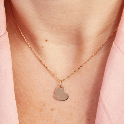 Personalised 9 Carat Gold Heart Necklace solid gold merci maman