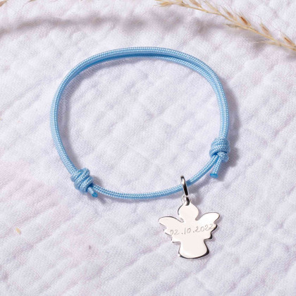Pulsera personalizada de trenza con ángel baño de oro merci maman