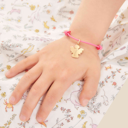 Pulsera personalizada de trenza con ángel baño de oro merci maman