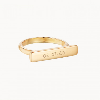 personalised bar ring gold plated merci maman