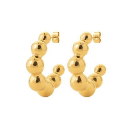 Pendientes de aro con cuentas en acero dorado merci maman