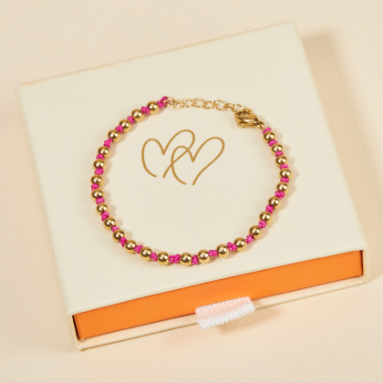 Bracelet Coloré Perles en acier doré merci maman