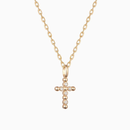 Collier Croix Cristal plaqué or merci maman