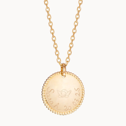 Collar personalizado con ilustración de bautizo y comunión baño de oro merci maman