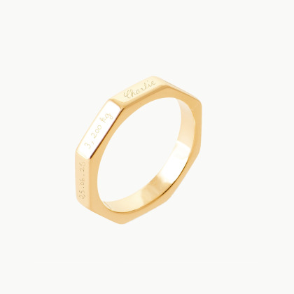Personalisierter Ring zur Geburt vergoldet merci maman