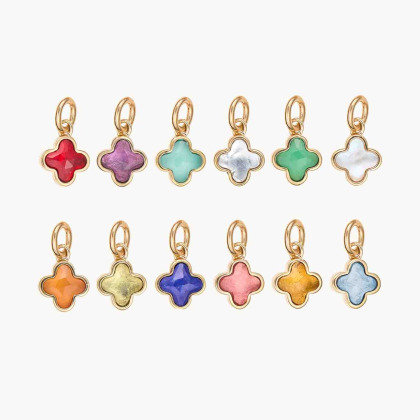 Collier double Disque Martelé & Pierre de Naissance Croix Romane personnalisé Gold PLated Merci Maman