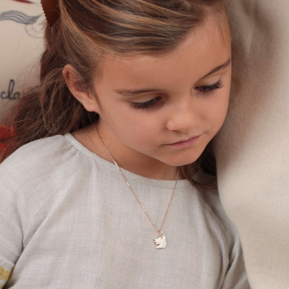 Collar personalizado de esmalte para bautizo o comunión baño de oro merci maman