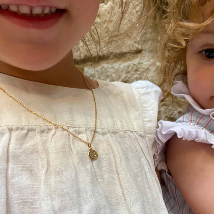 Children's Personalised Letter Pendant Necklace gold plated merci maman