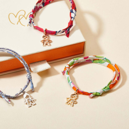 Mini pulsera infantil de cristal Niño Liberty baño de oro merci maman