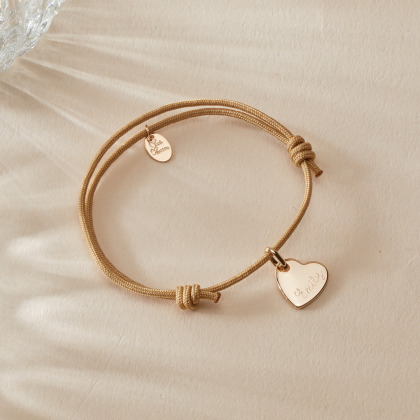 Pulsera personalizada Corazón con nombre para niño baño de oro merci maman