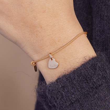 Pulsera personalizada Corazón con nombre para niño baño de oro merci maman