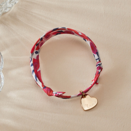 Bracciale personalizzato Cuore Liberty per bambini placcato in oro merci maman